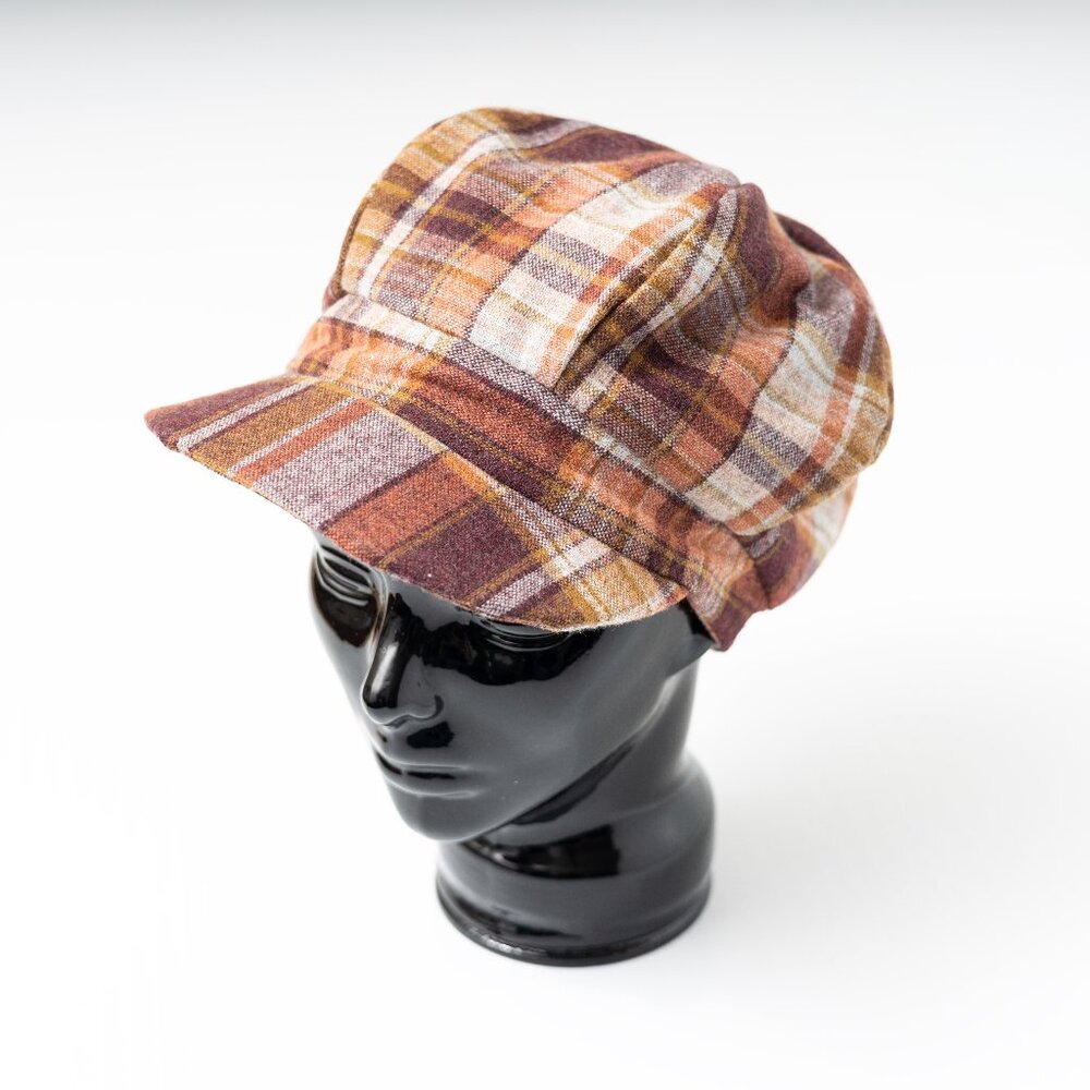 Upcycled Vintage Wool Plaid Newsboy Cap Cabbie Paperboy Hat